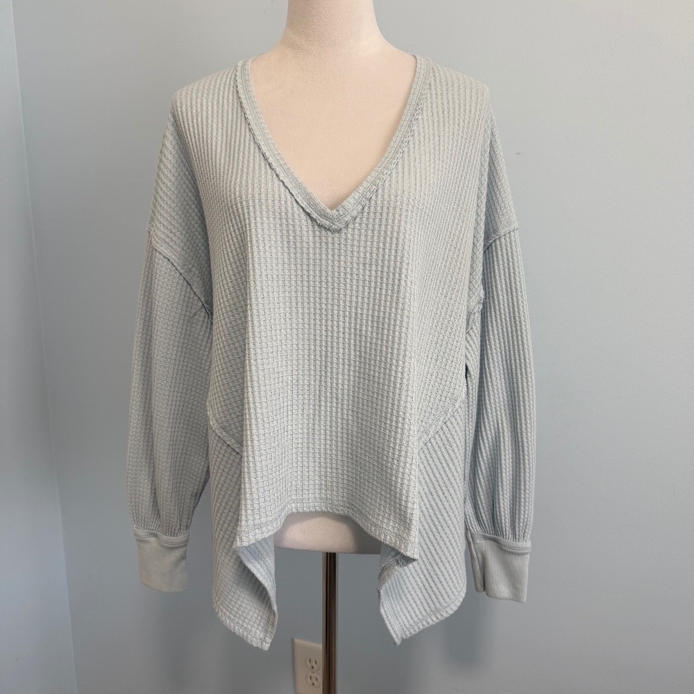 We‎ the Free FP oversized waffle knit Thermal cotton blend Top Size XS